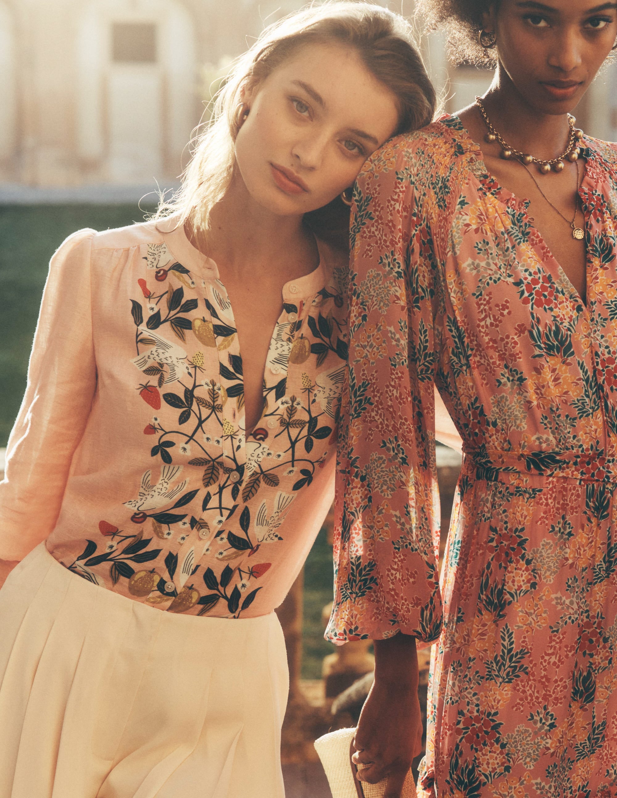 Top Alicia en lin-Rose Provence, motif Bird Paradise - Image 2