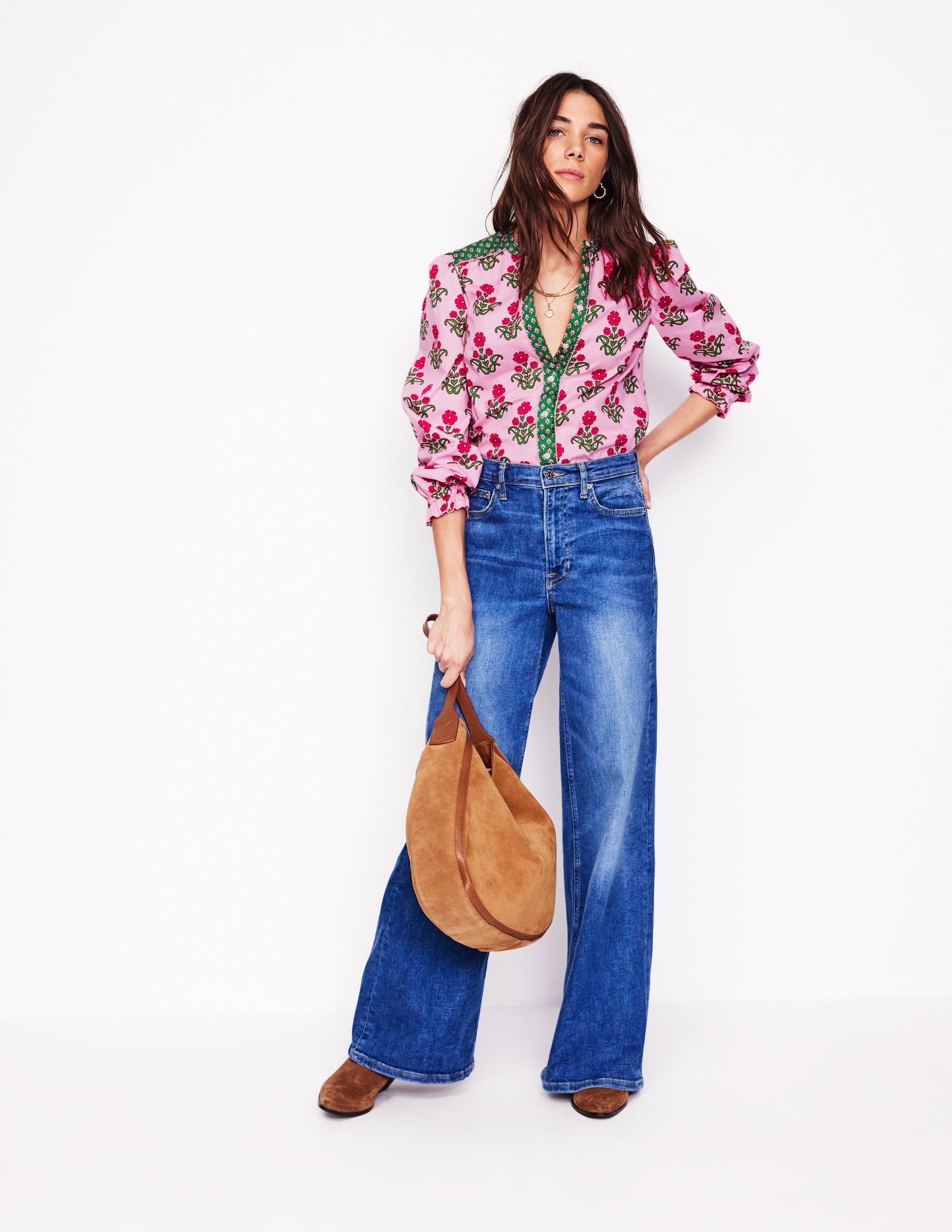 Blouse Arabella en coton-Rose reine-des-prés, motif Pansy Stamp - Image 5