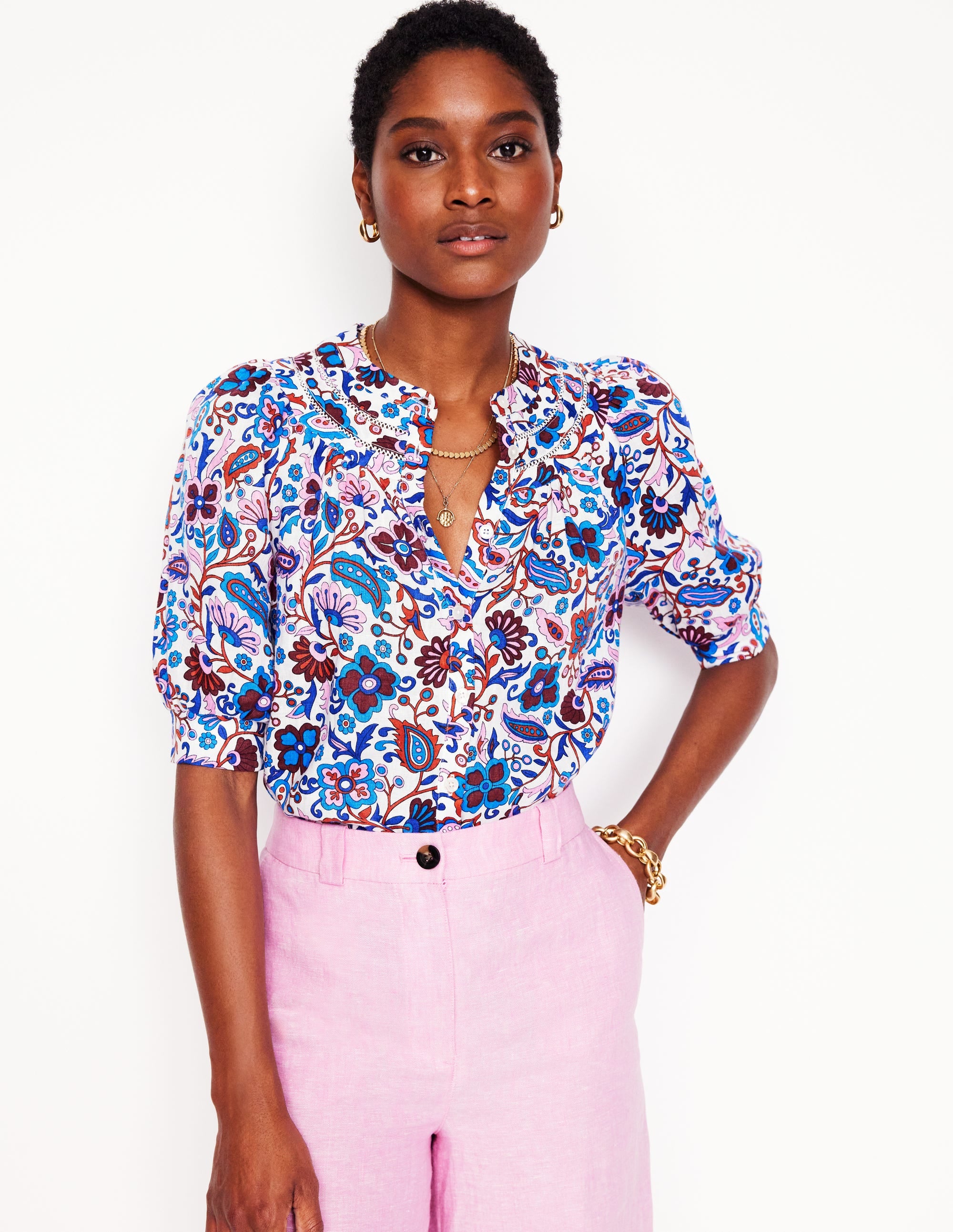 Top Bea en lin-Multi, motif Oriental Paradise - Image 1