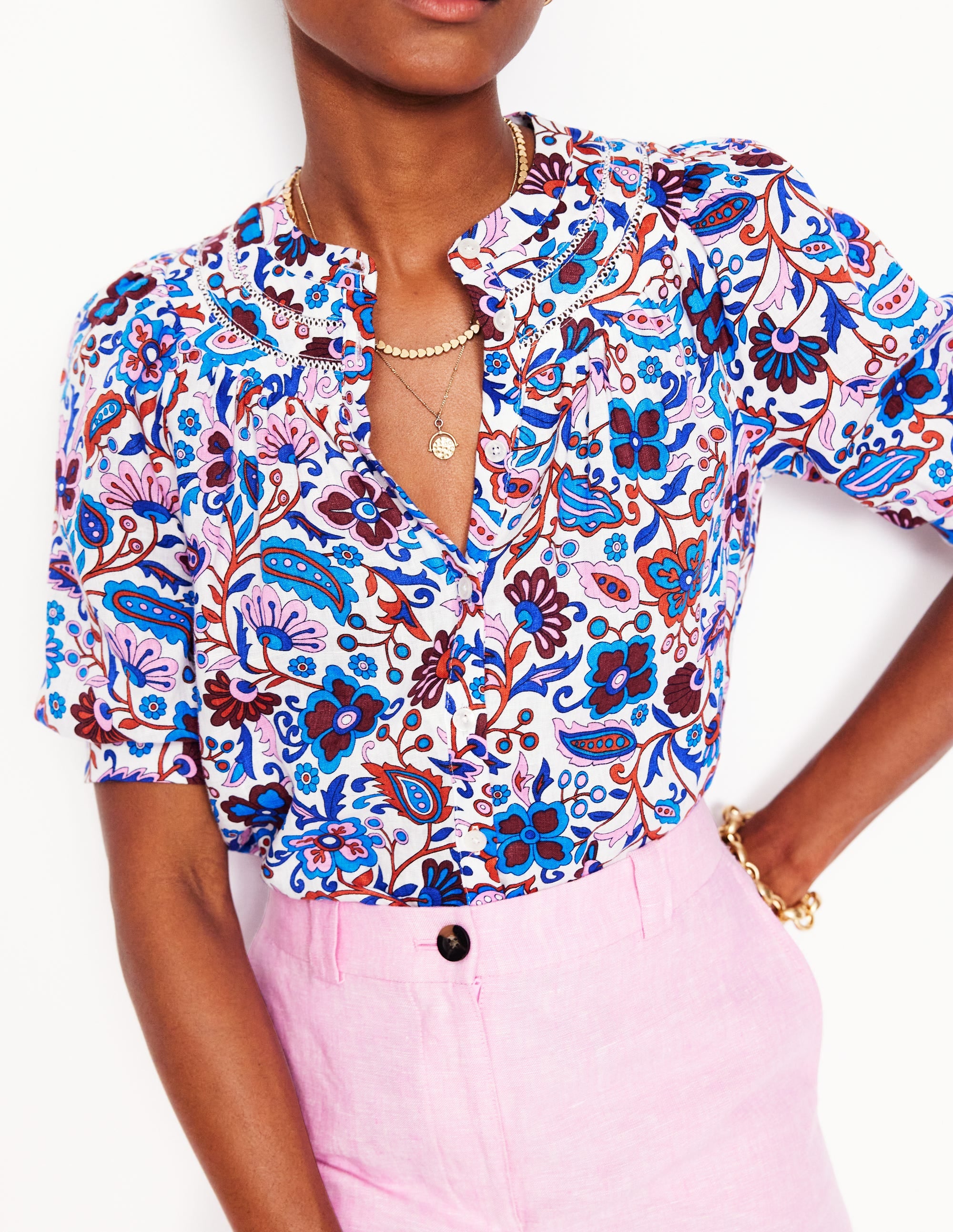Top Bea en lin-Multi, motif Oriental Paradise - Image 2