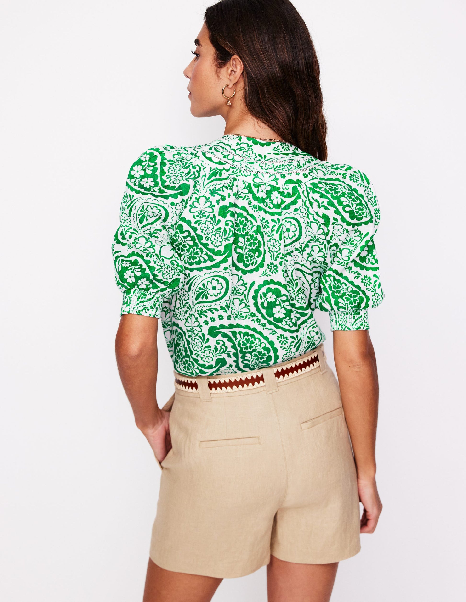 Bea Leinen-Oberteil-Smaragdgrün, Wiesen-Paisley-3