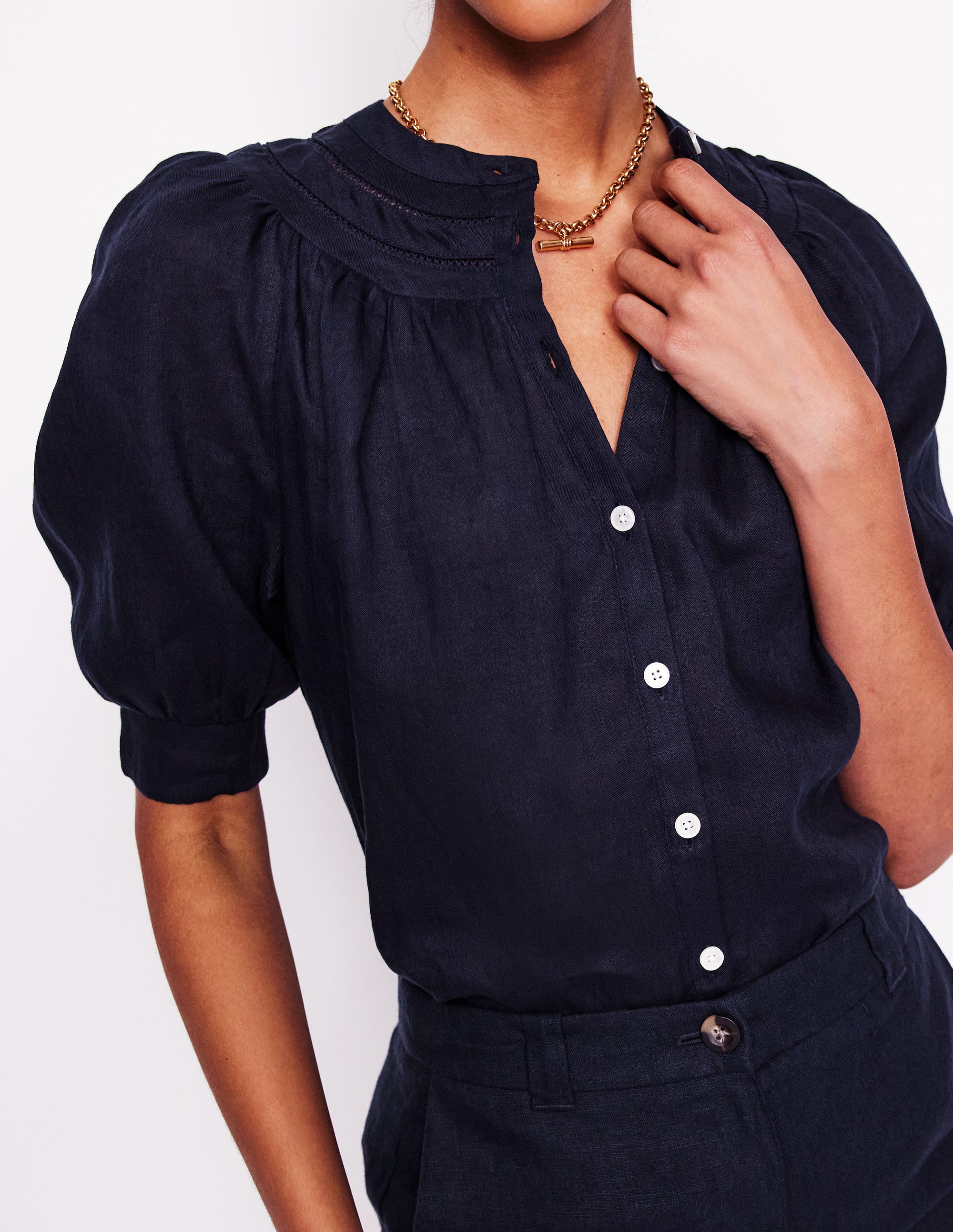 Top Bea en lin-Bleu Marine - Image 2