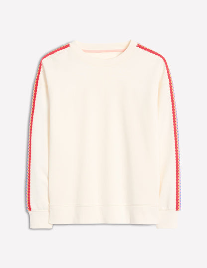 Emi Häkel-Sweatshirt-Ivory and Navy Spot