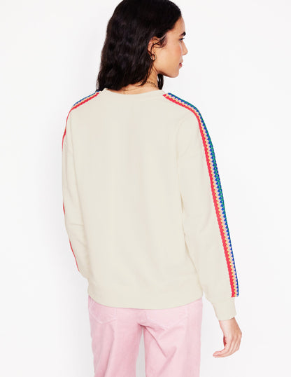 Emi Häkel-Sweatshirt-Ivory and Navy Spot