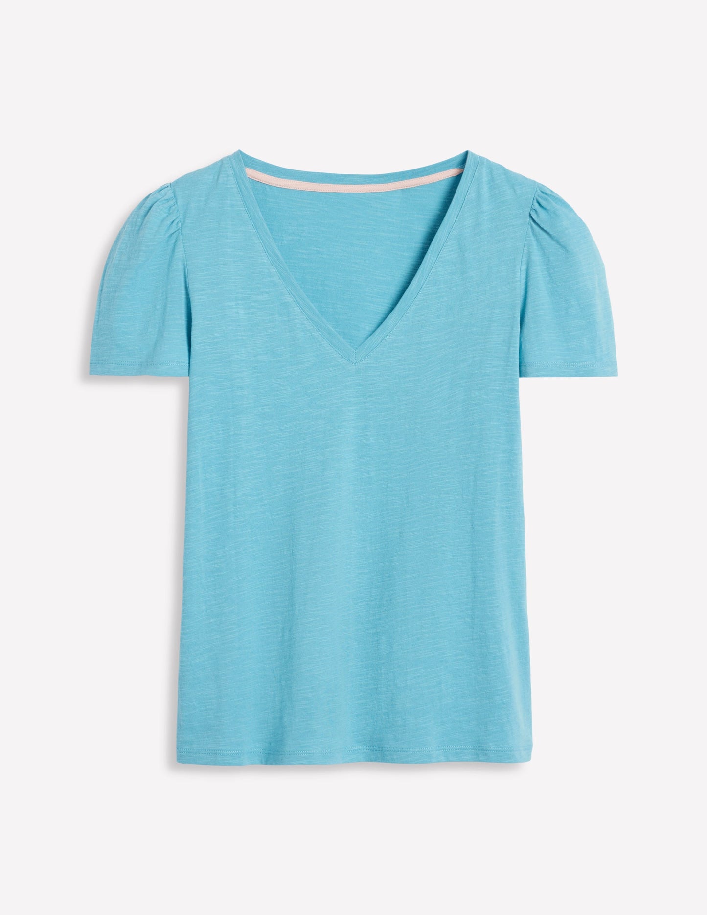 Short Sleeve V Neck T-shirt-Duck Egg Blue