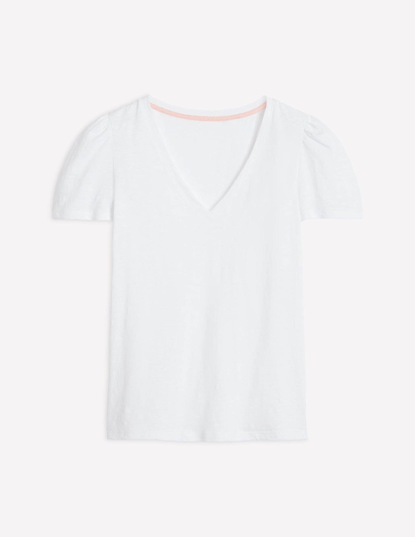 Short Sleeve V Neck T-shirt-White