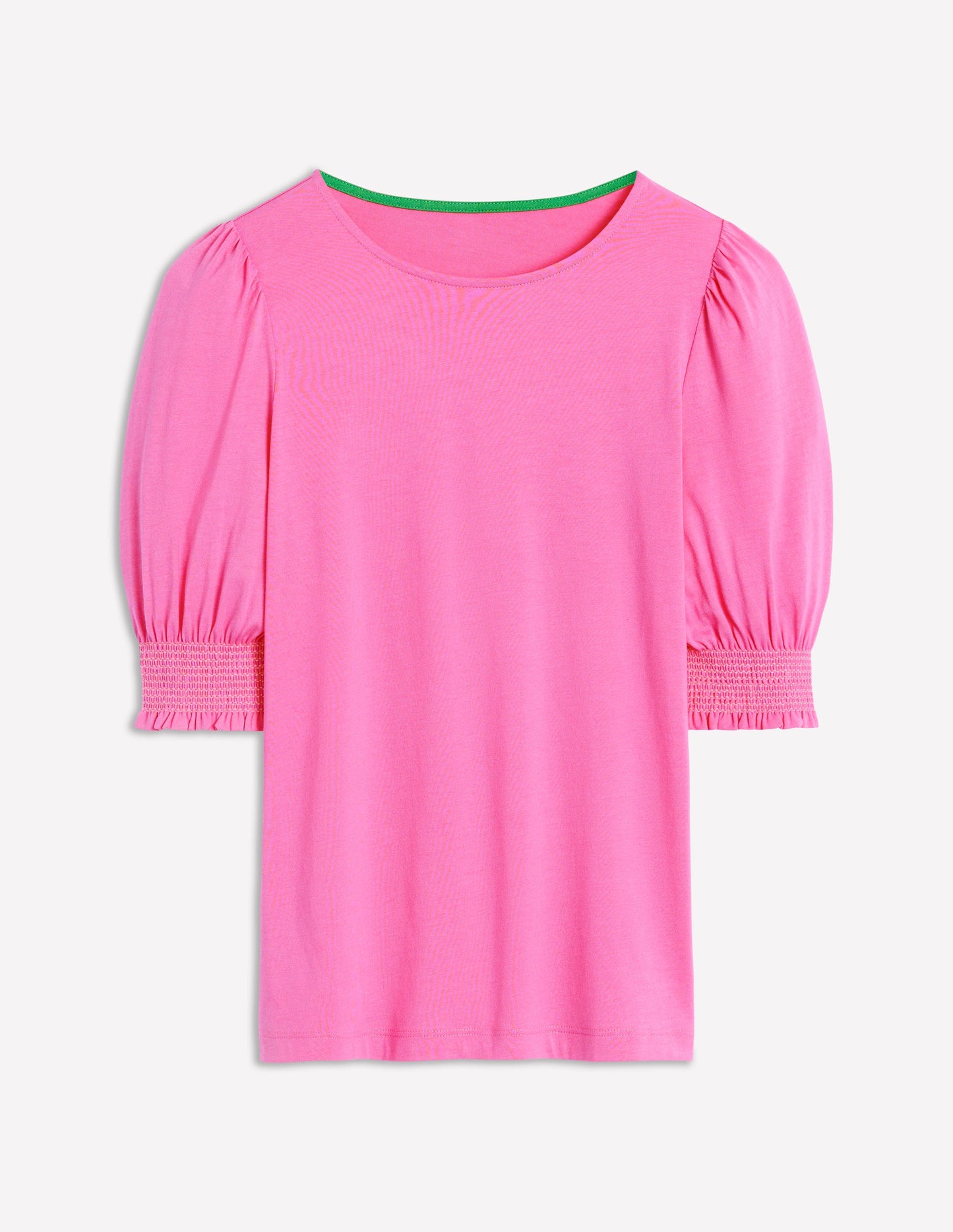 Short Sleeve Smocked Cuff Top-Tickled Pink