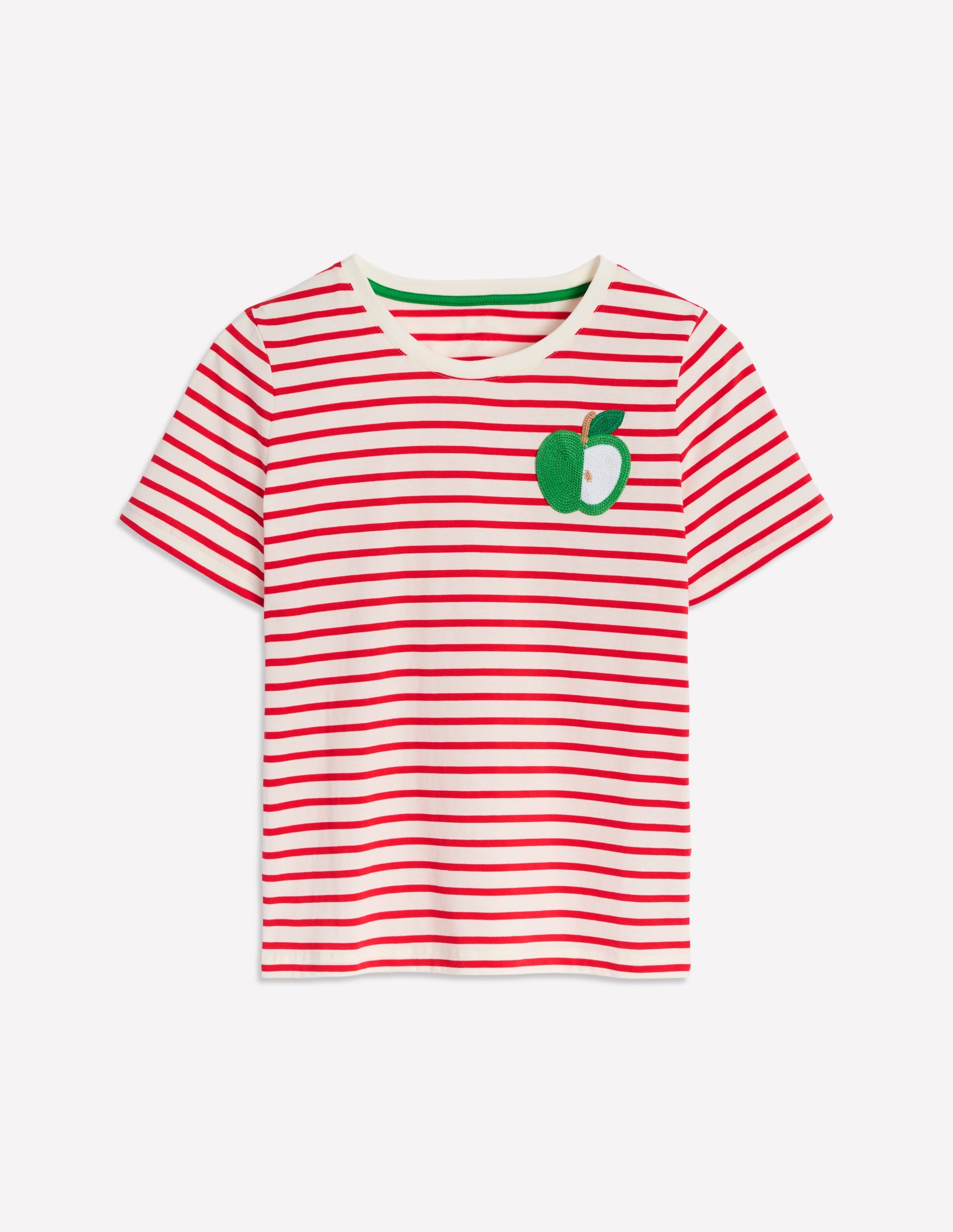 Locker geschnittenes originelles T-Shirt-Naturweiß, Roter Apfel - Image 5