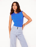 Superweiches Top mit Rüschendetail-Galerie-Blau