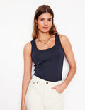 Basic-Top mit tiefem Rundhalsausschnitt-Marineblaue