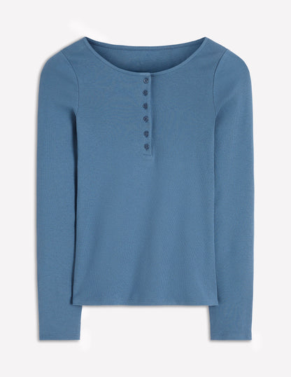 Top col tunisien côtelé-Bleu capitaine-4