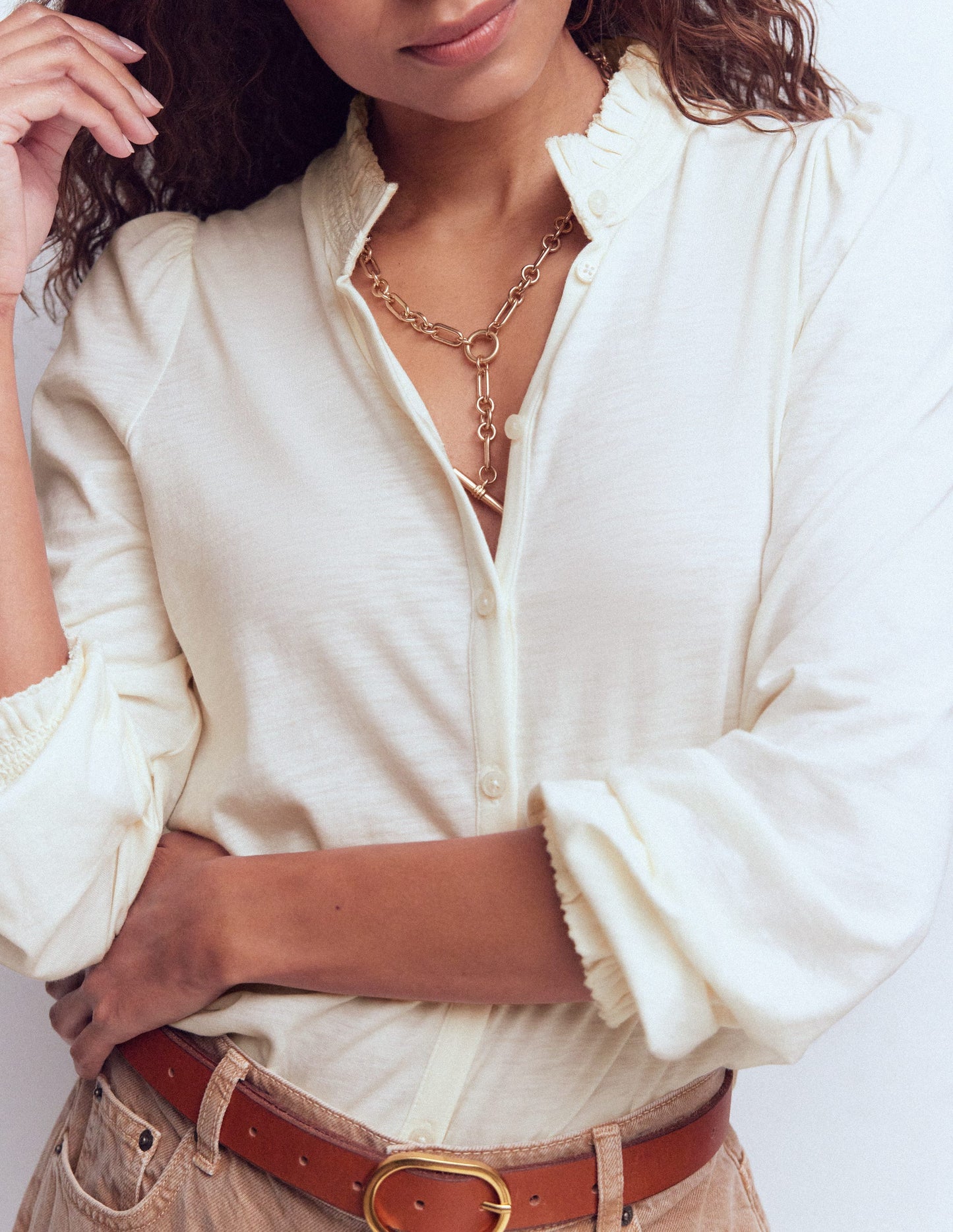 Chemise Effie à smocks-Ivoire