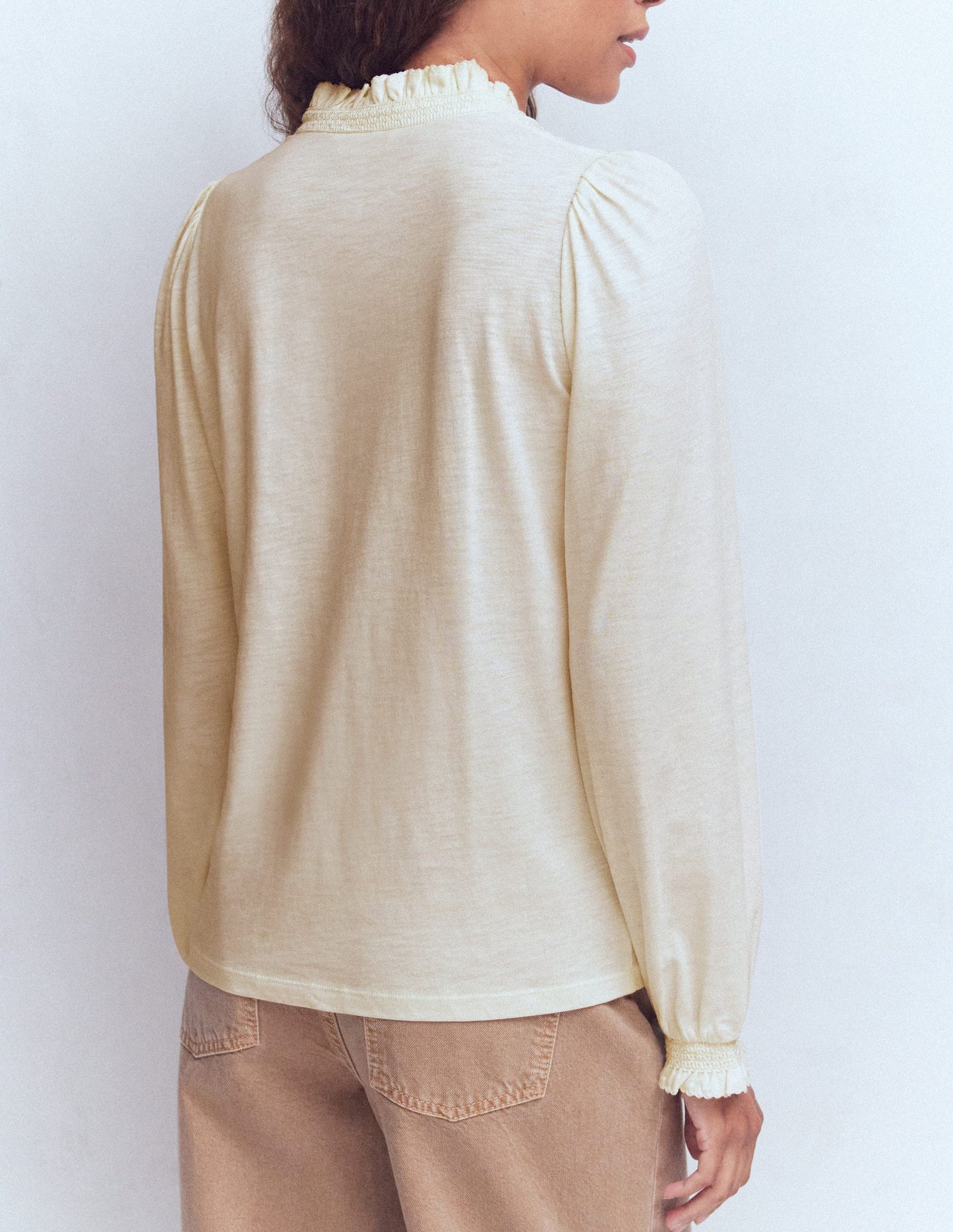 Effie Smocked Detail Shirt-Ivory