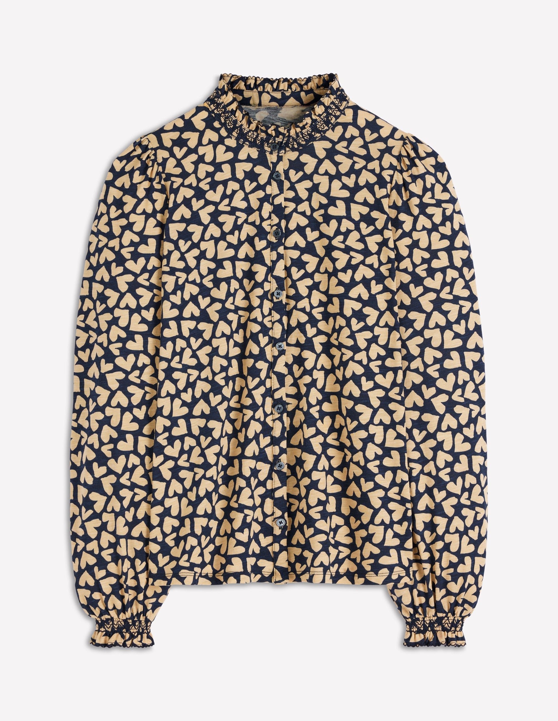 Effie Hemd mit gesmokten Details-Navy, Herzen-6