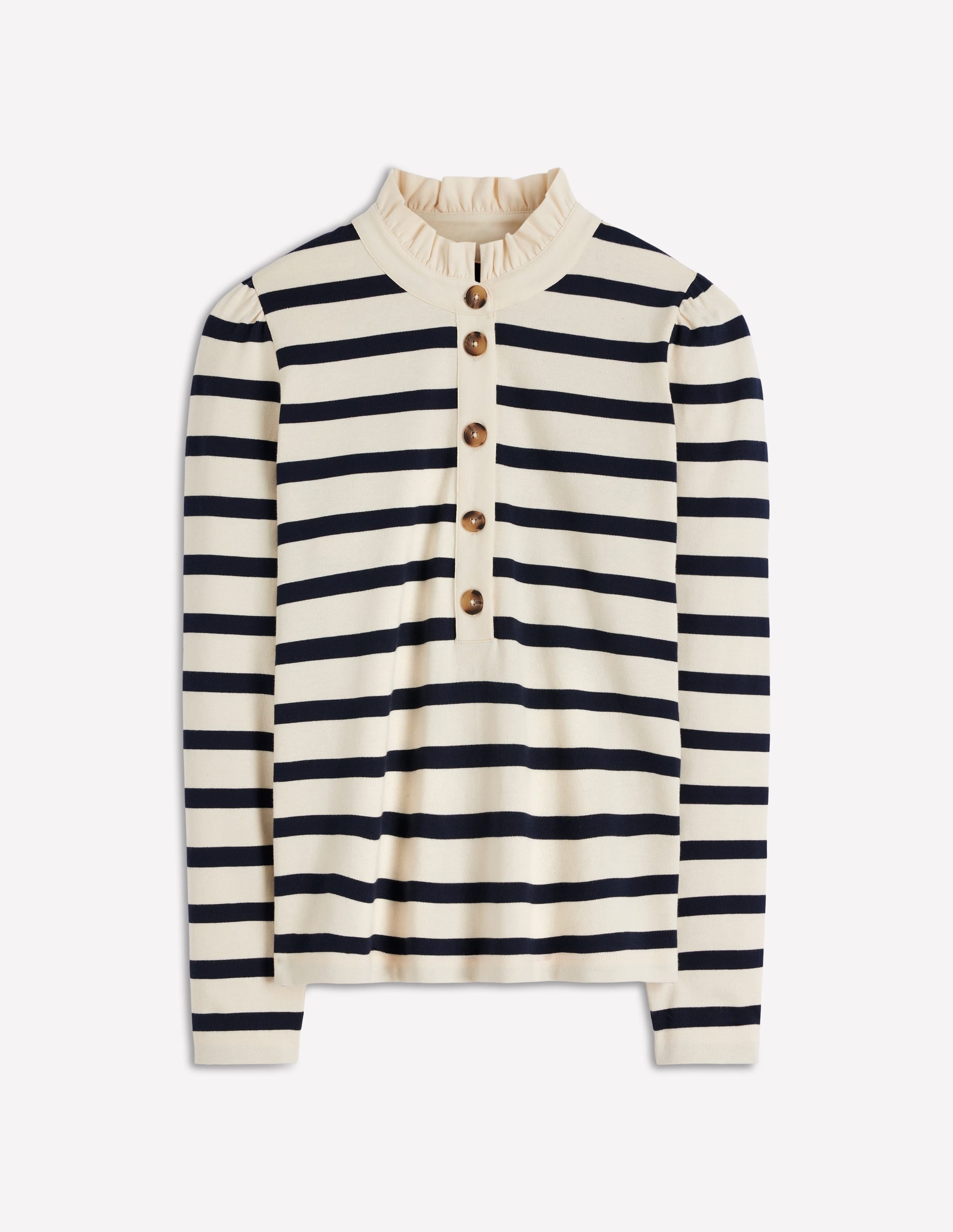 Matrosenoberteil mit Rüschenkragen-Naturweiß und Navy, Gestreift - Image 7