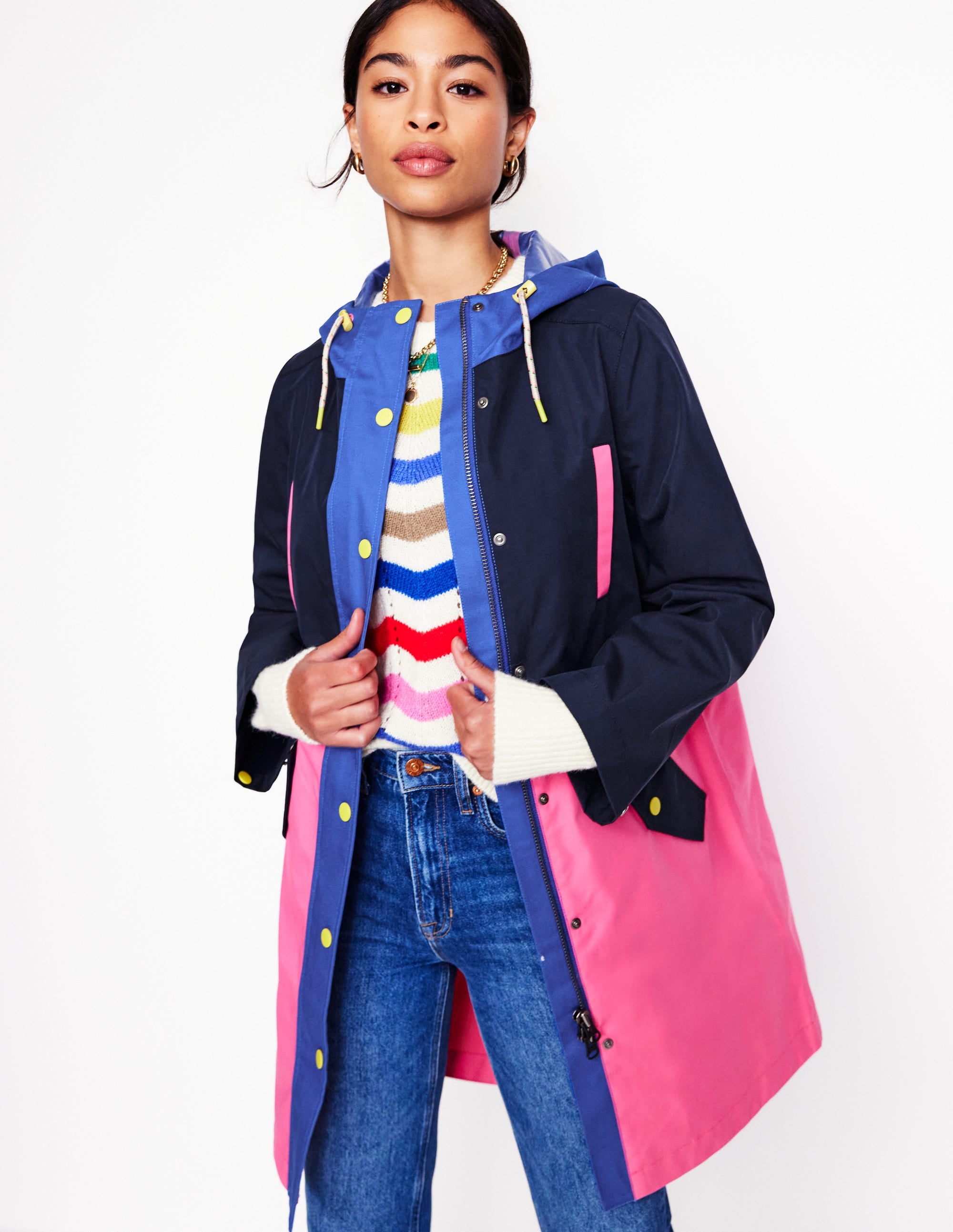 Manteau Wells imperméable à capuche-Colour Block - Image 1