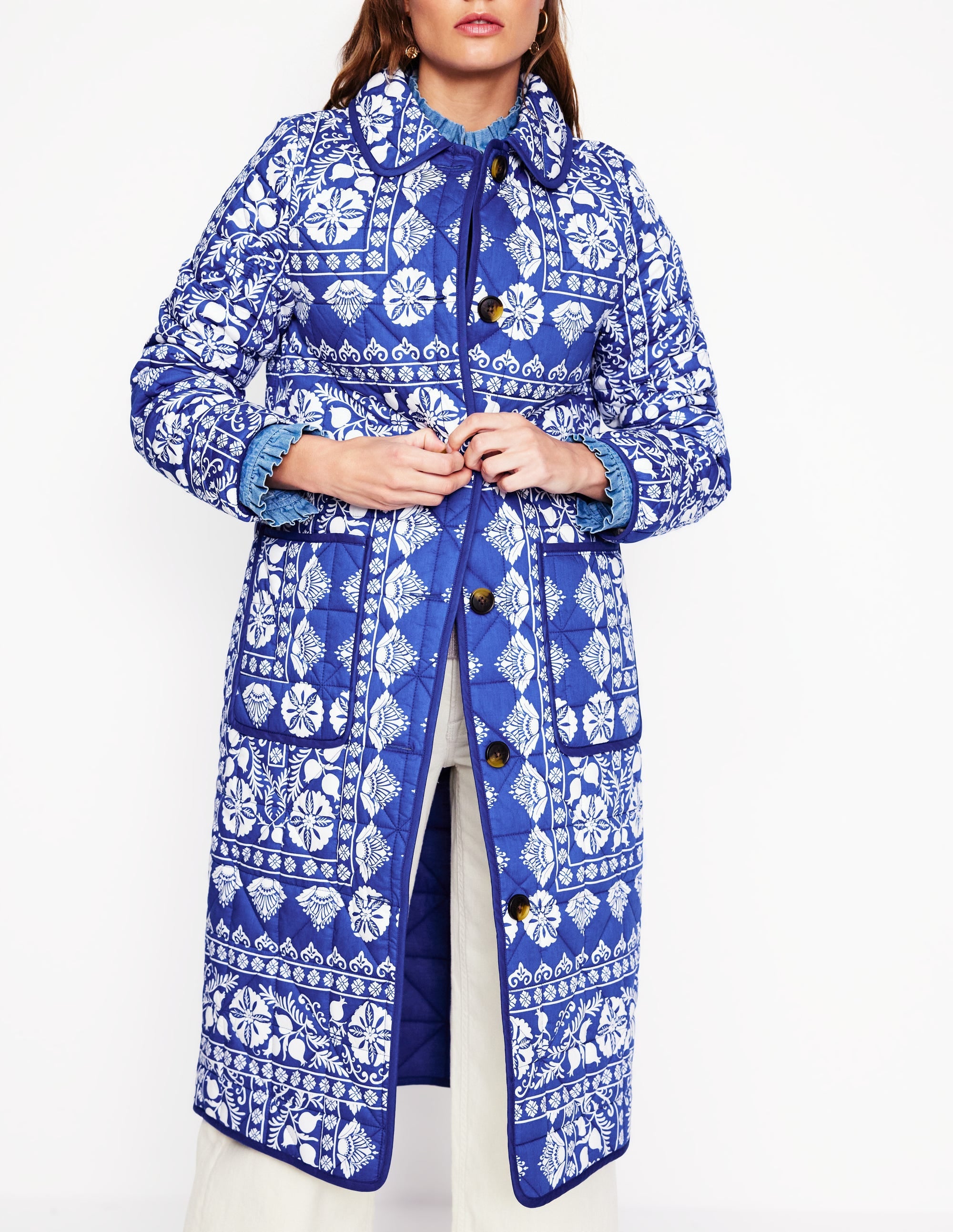 Manteau matelassé doux-Bleu vif, motif Ornate Border - Image 5