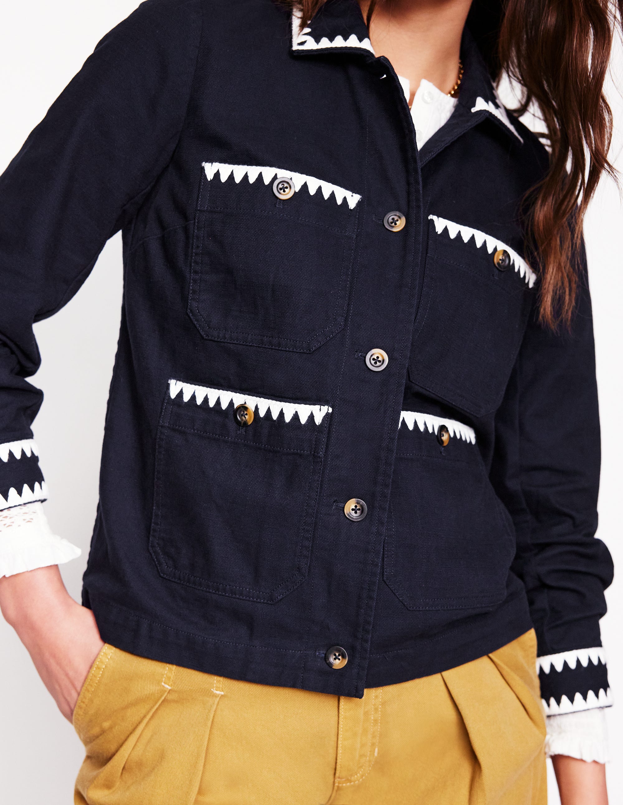Embroidered Utility Jacket-Navy - Image 2