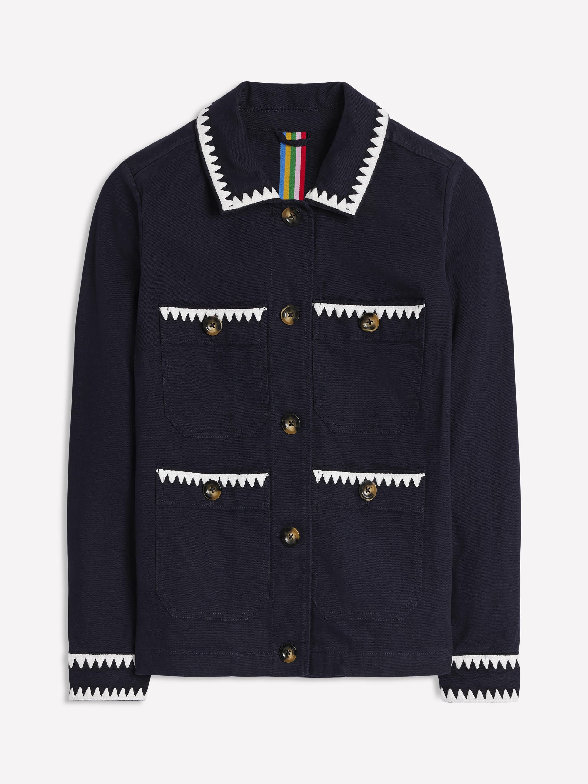 Embroidered Utility Jacket-Navy - Image 6