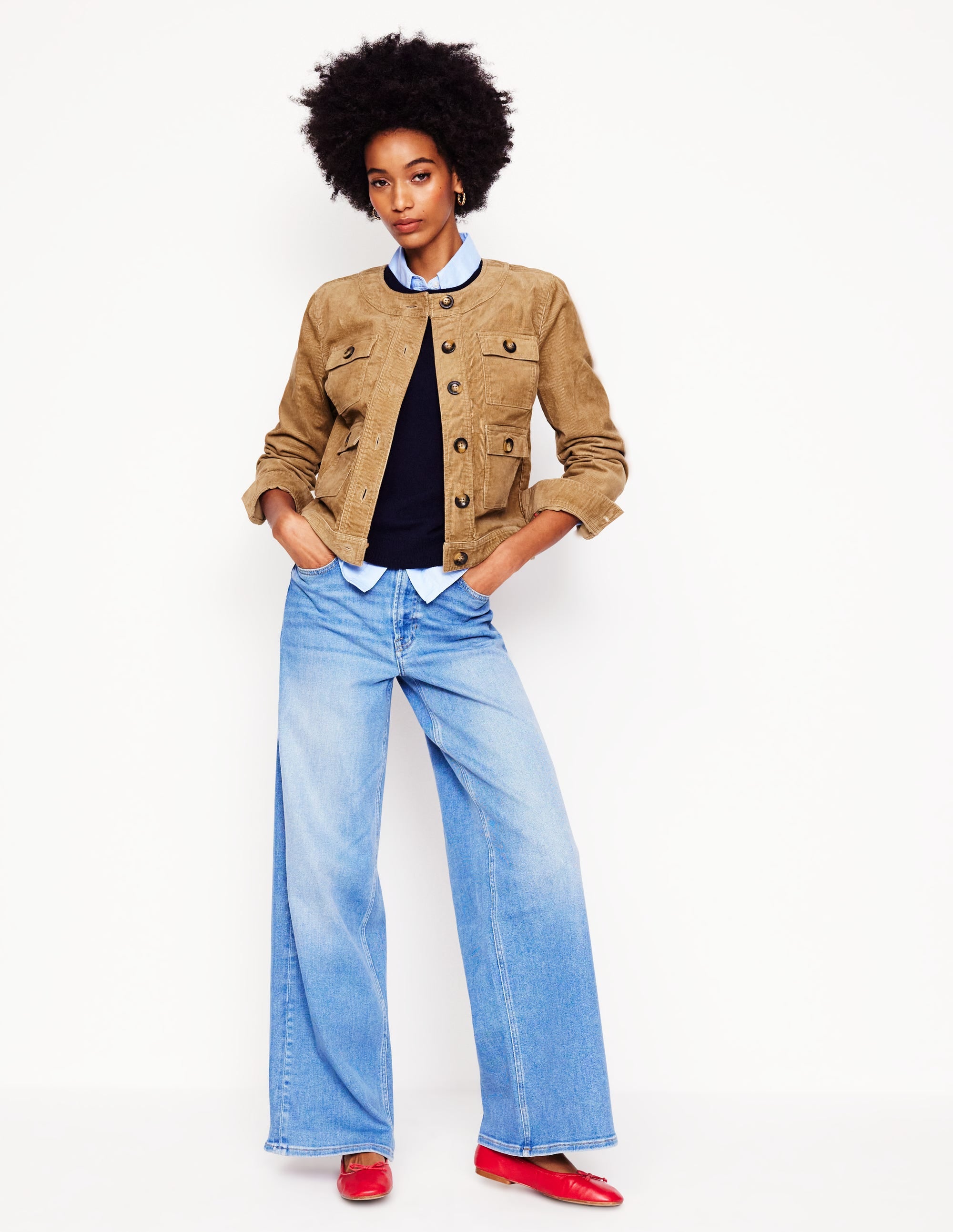 Veste décontractée sans col-Cappuccino - Image 4