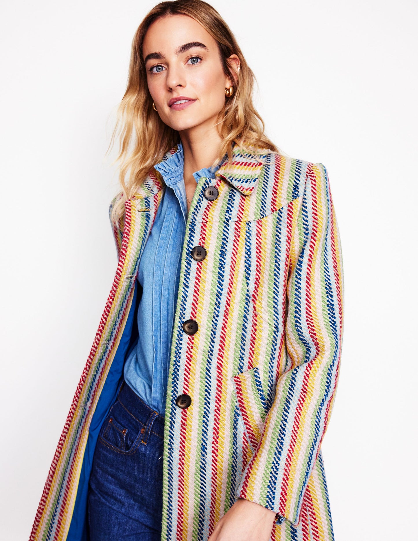 Manteau Lincoln rayé-Sergé rayé arc-en-ciel