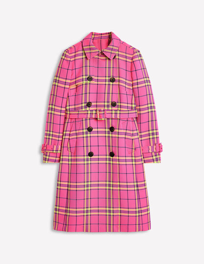 Cheltenham Trenchcoat-Neon-Pink Karomuster