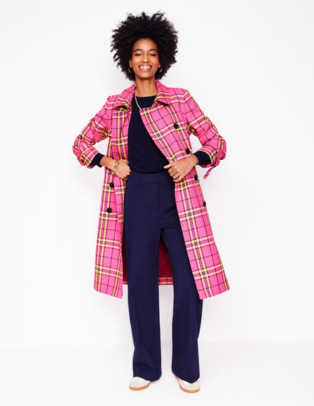 Cheltenham Trenchcoat-Neon-Pink Karomuster