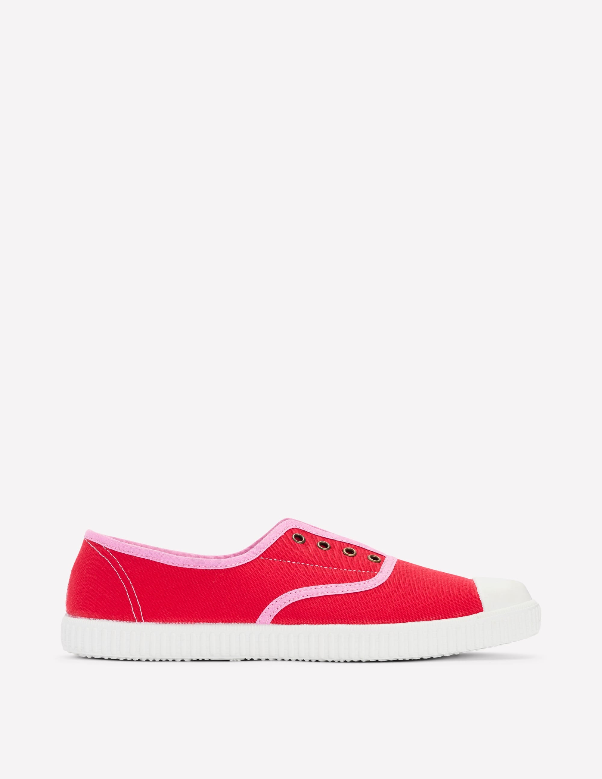 Tennis sans lacets en toile-Rouge boîte aux lettres/rose tendre - Image 1