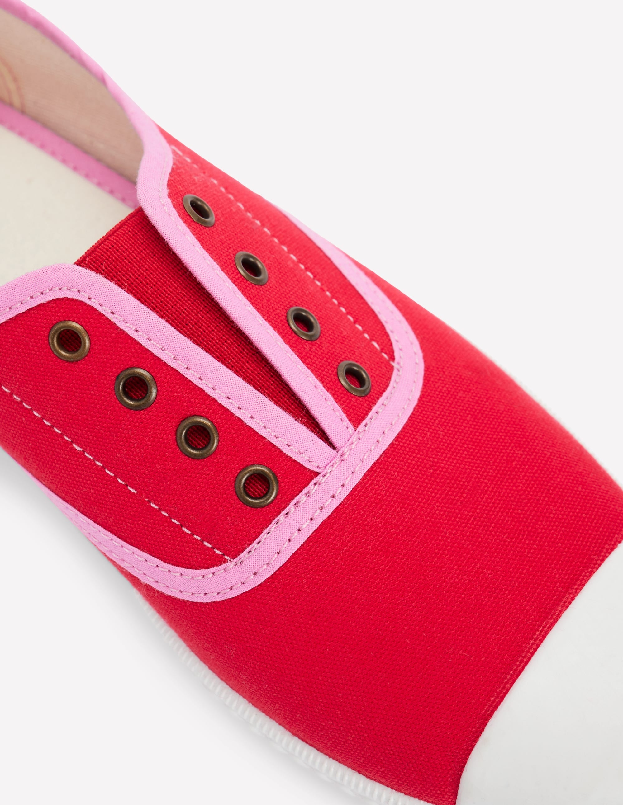 Tennis sans lacets en toile-Rouge boîte aux lettres/rose tendre - Image 4