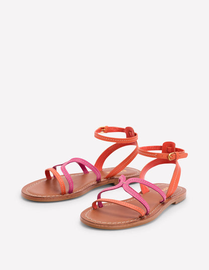 Casual Flat Sandal-Pink Peony/Gladioli Orange