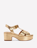 Cut-Out-Sandalen mit Keilabsatz-Metallisch