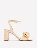 Absatzsandalen mit Schleife-Ecru