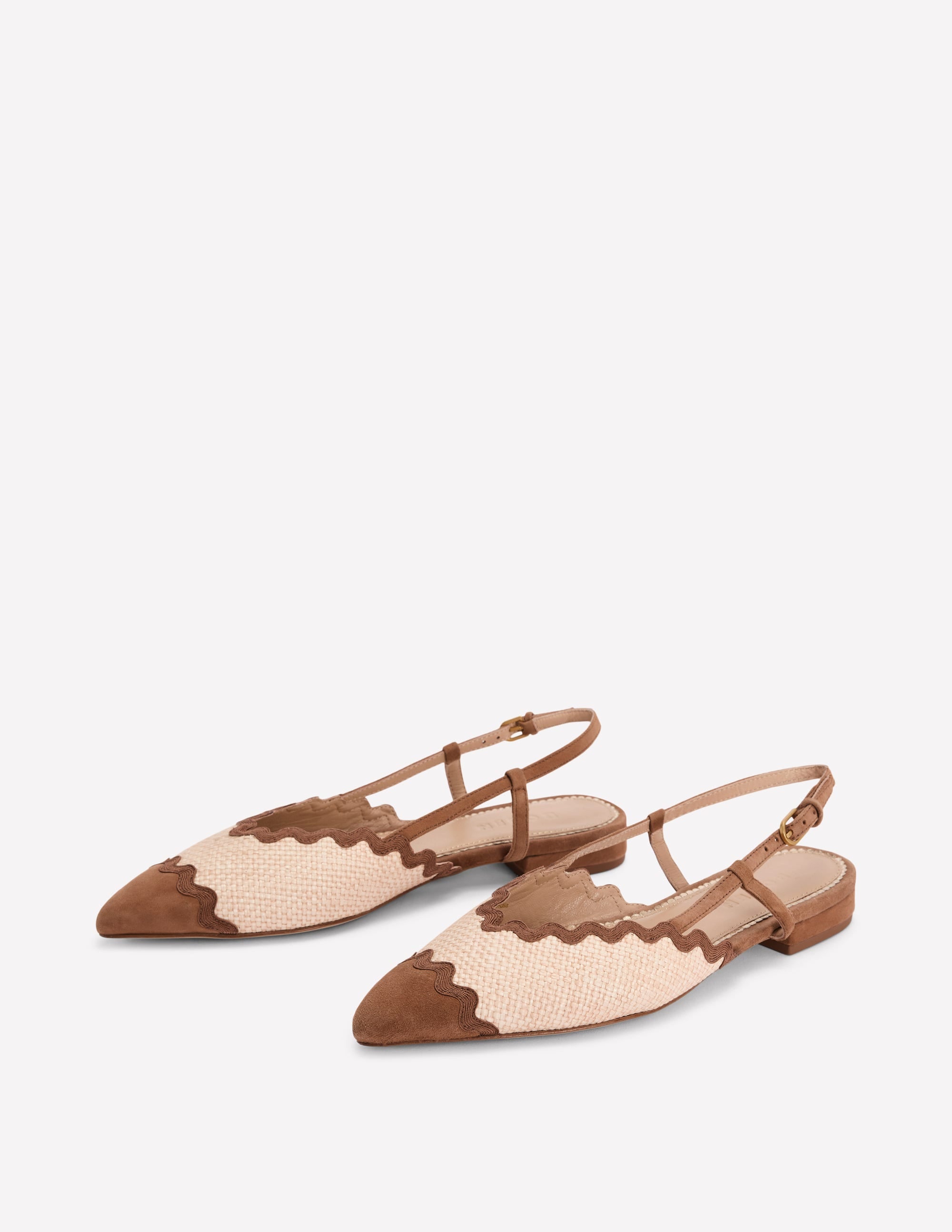 Spitze Schuhe mit Zackenlitze und flacher Sohle-Natur/Hellbraun - Image 3