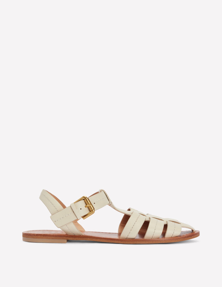 Flache Fischersandalen-Beige