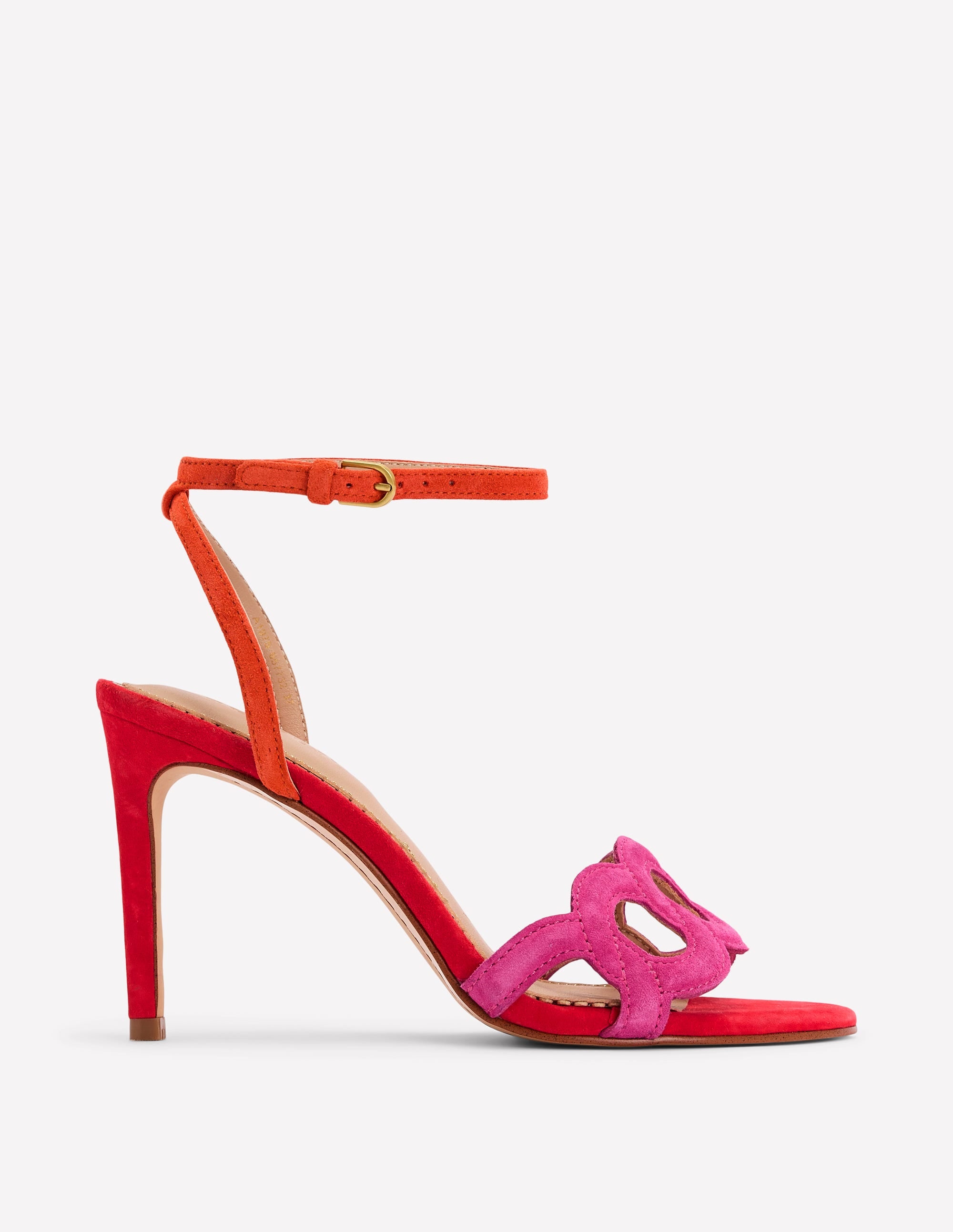 Absatzsandalen mit kreisrunden Details-Briefkastenrot/Sorbet-Rosa - Image 1
