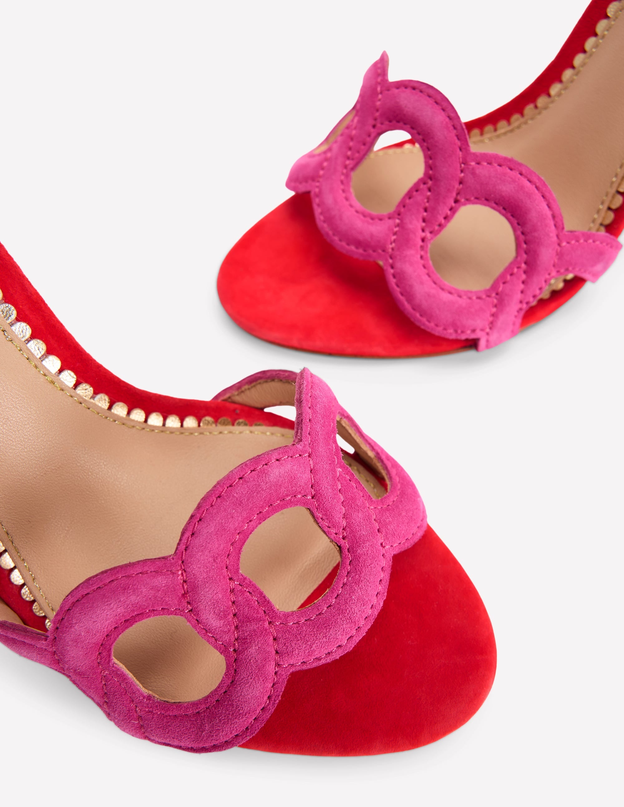 Absatzsandalen mit kreisrunden Details-Briefkastenrot/Sorbet-Rosa - Image 5
