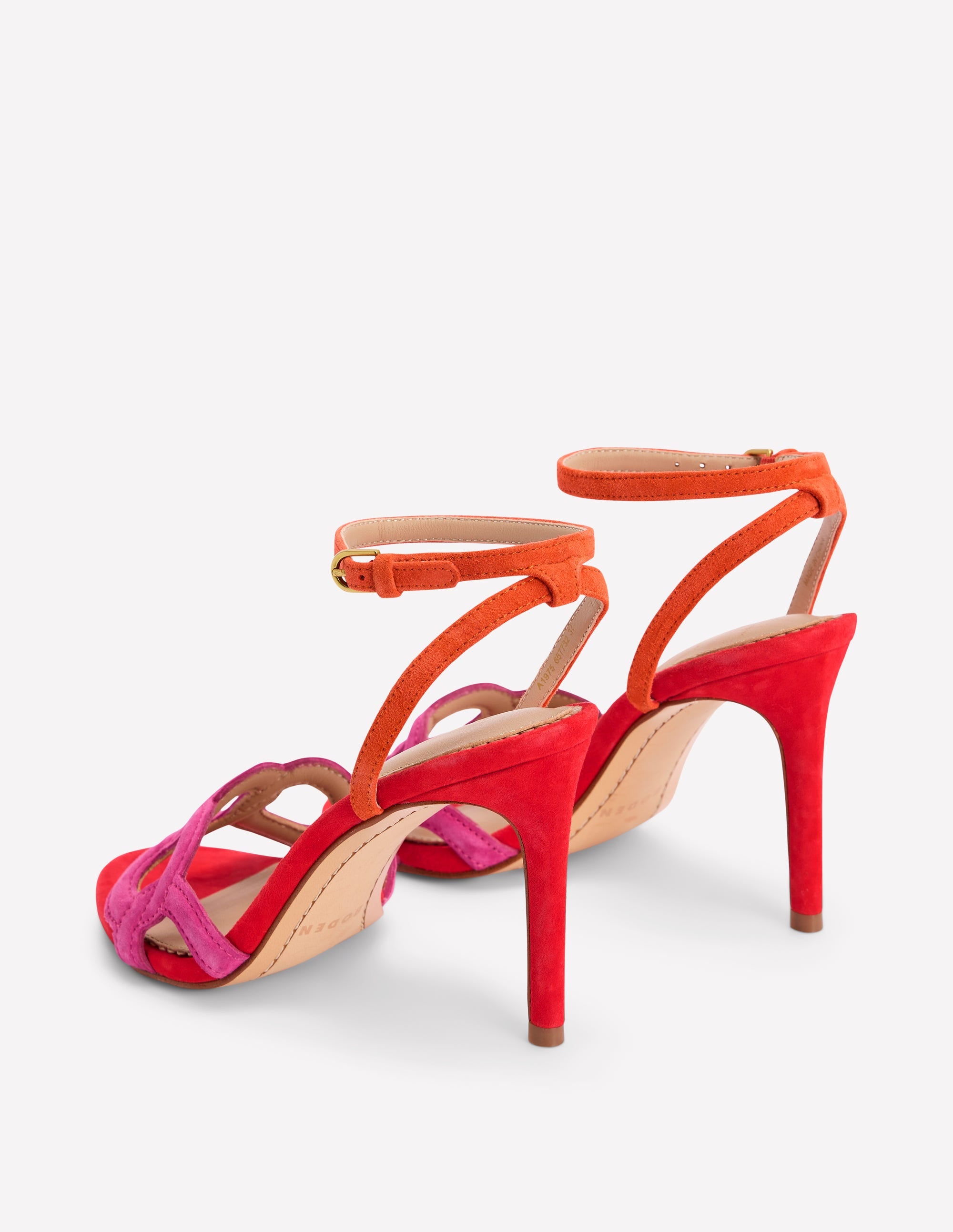 Absatzsandalen mit kreisrunden Details-Briefkastenrot/Sorbet-Rosa - Image 6