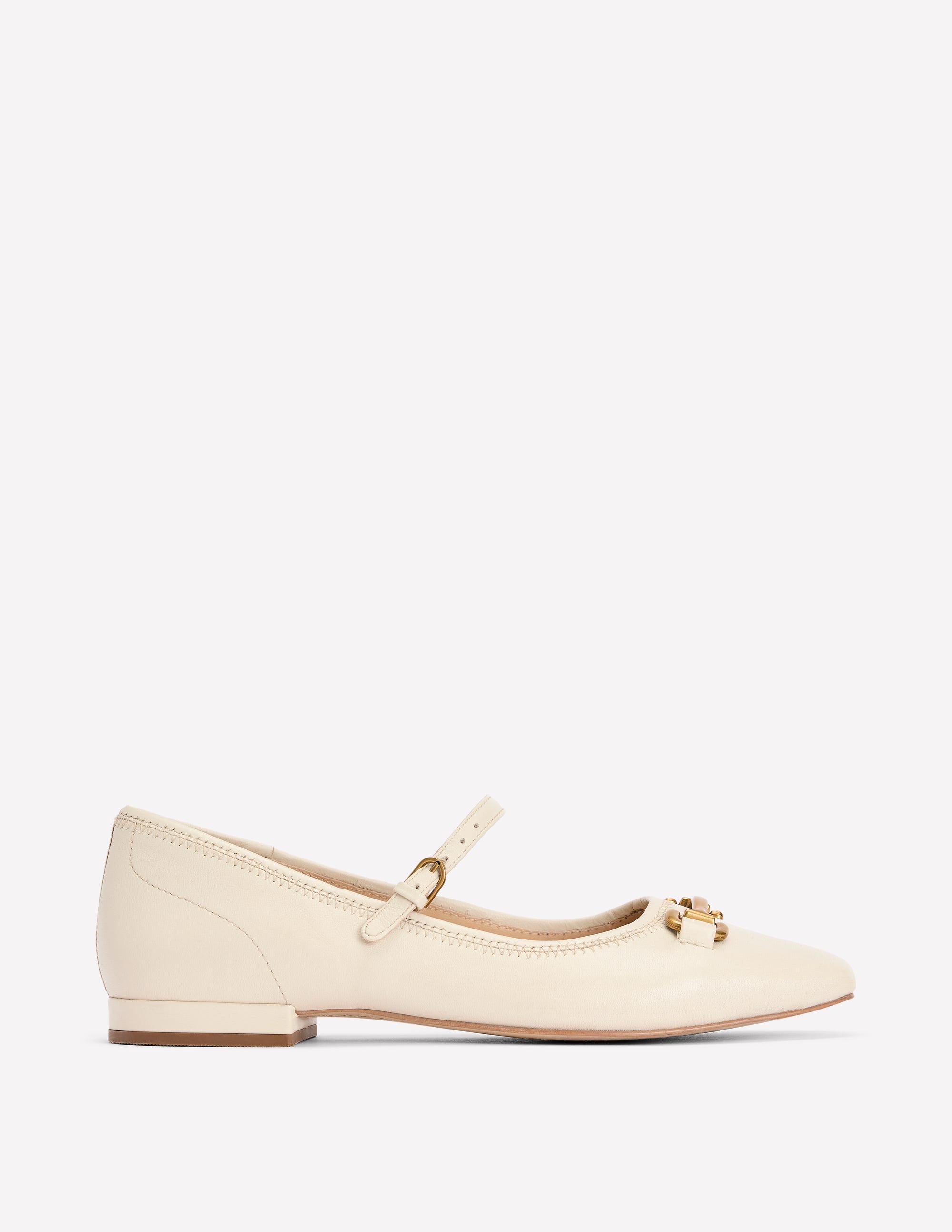Flache Mary Janes mit Trensendetail-Ekru - Image 1