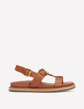 Sandalen mit Fußbett und Metalldetail-Hellbraun