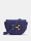Mini besace Iris en cuir-Bleu Marine