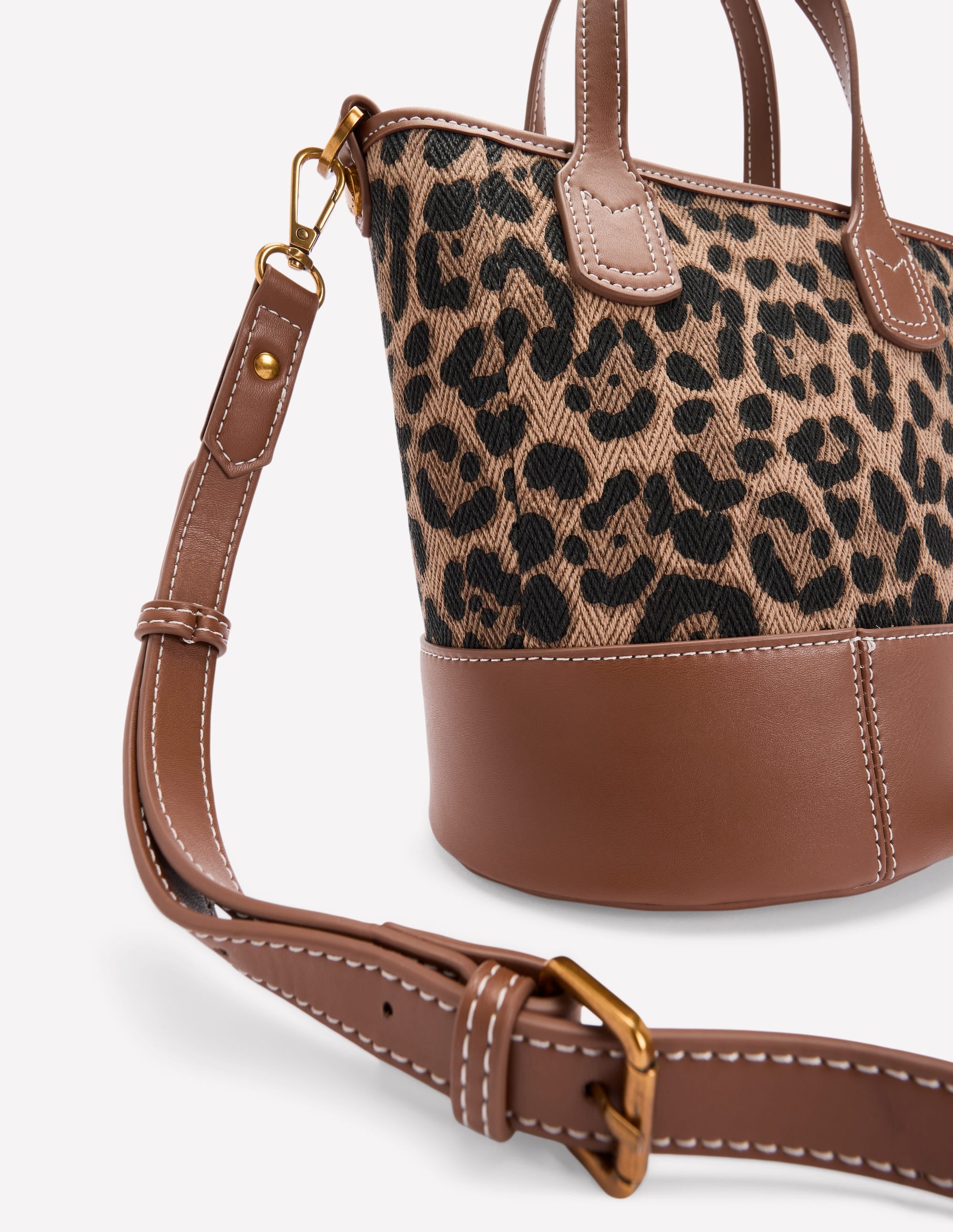 Kleine Beuteltasche aus Canvas-Mohair, Leopardenmuster - Image 5