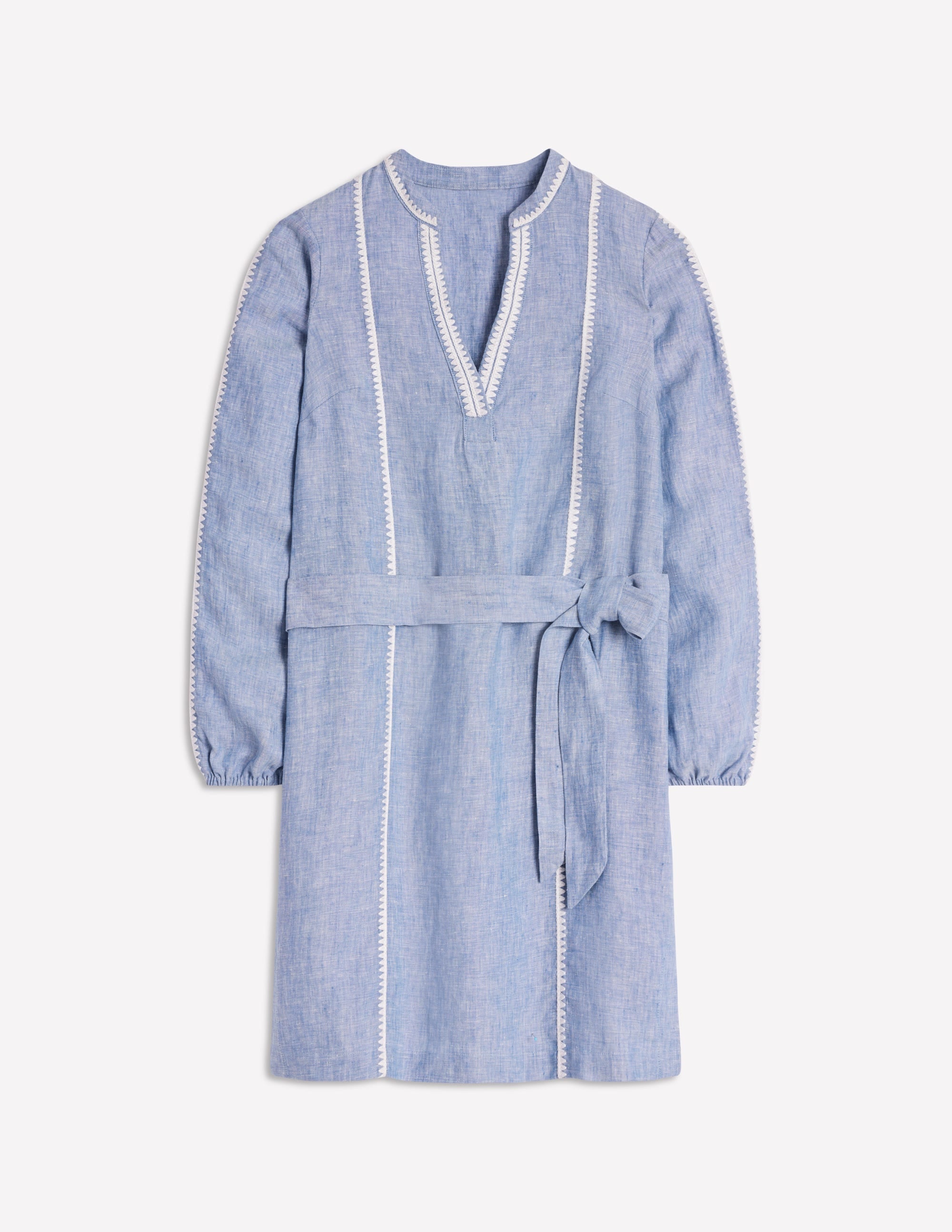 Robe Cleo nouée à la taille en lin-Broderie chambray - Image 7