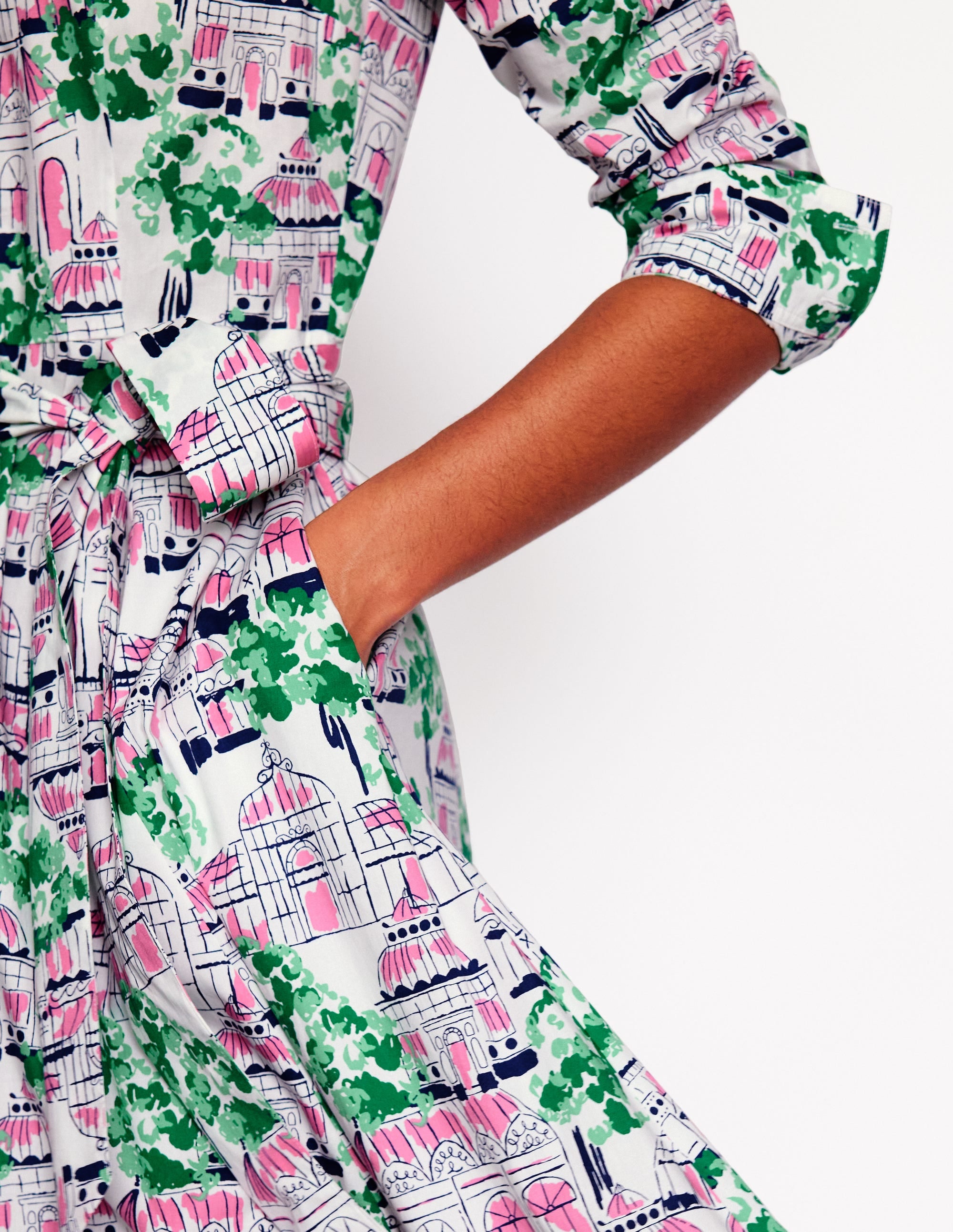 Robe-chemise midi Amy en coton-Ivoire, motif Botanical Greenhouse - Image 2