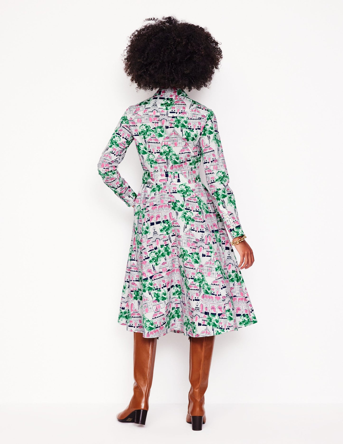 Amy Cotton Midi Shirt Dress-Ivory, Botanical Greenhouse