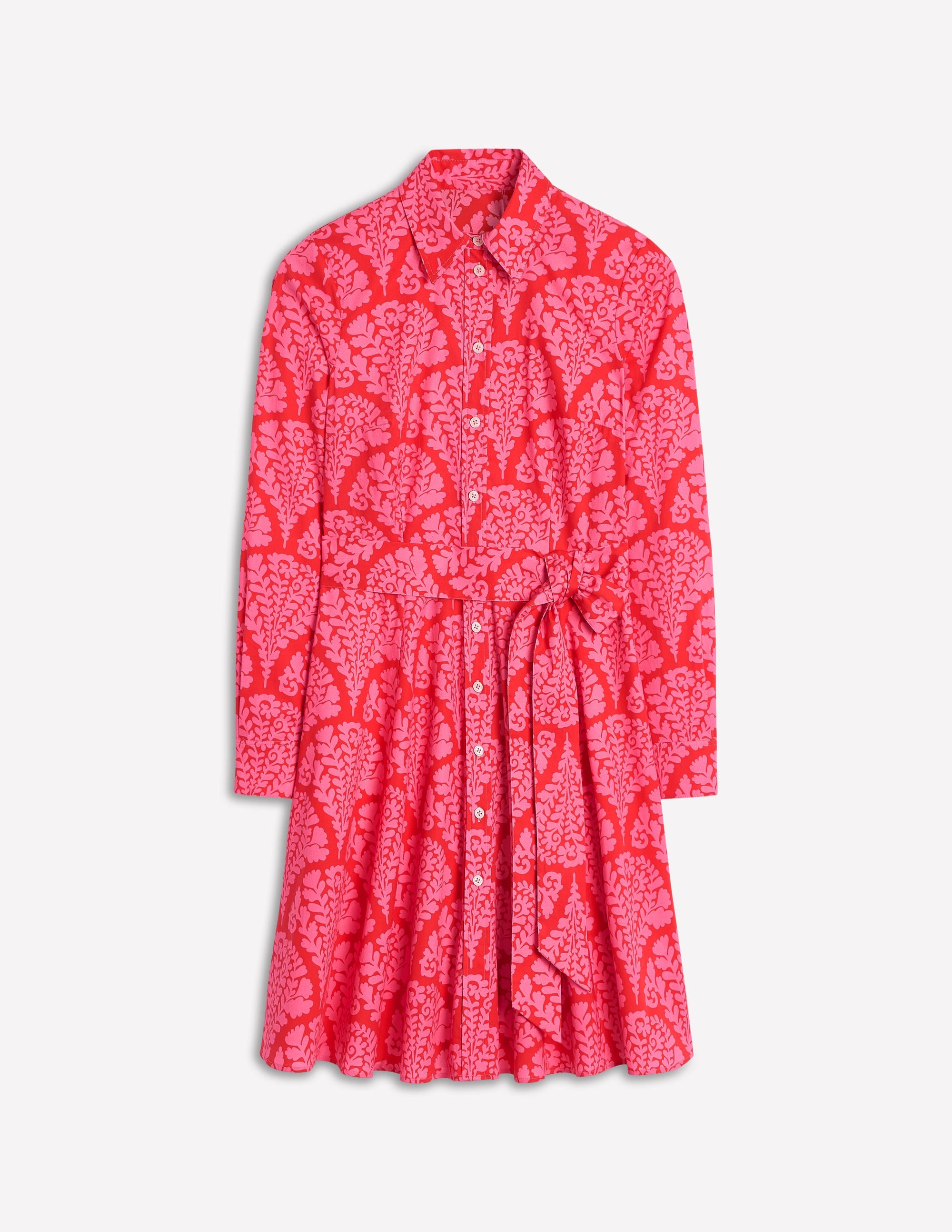 Robe-chemise courte Amy en coton-Rouge coquelicot, motif Blossomy - Image 5