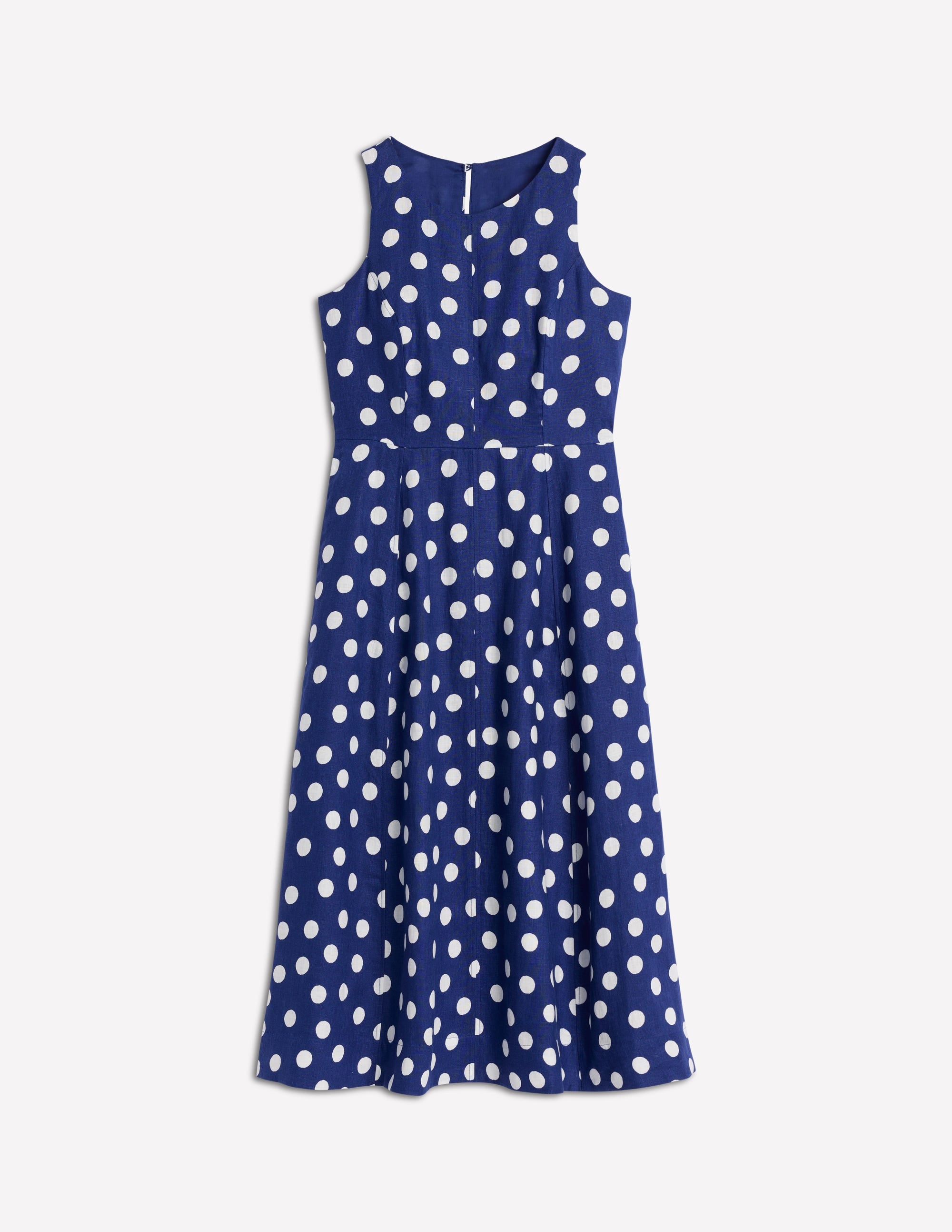 Robe midi Carla en lin-Bleu tribord, pois peint - Image 6