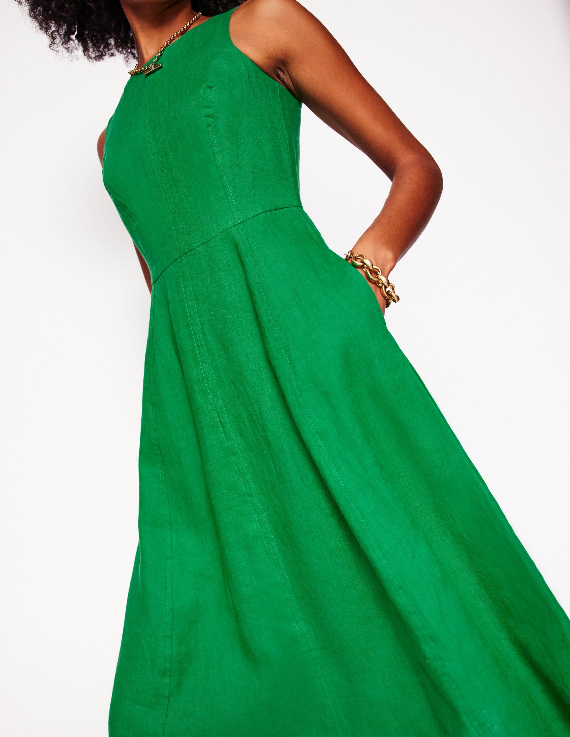 Carla Leinen-Midikleid-Grünes Tamburin - Image 2