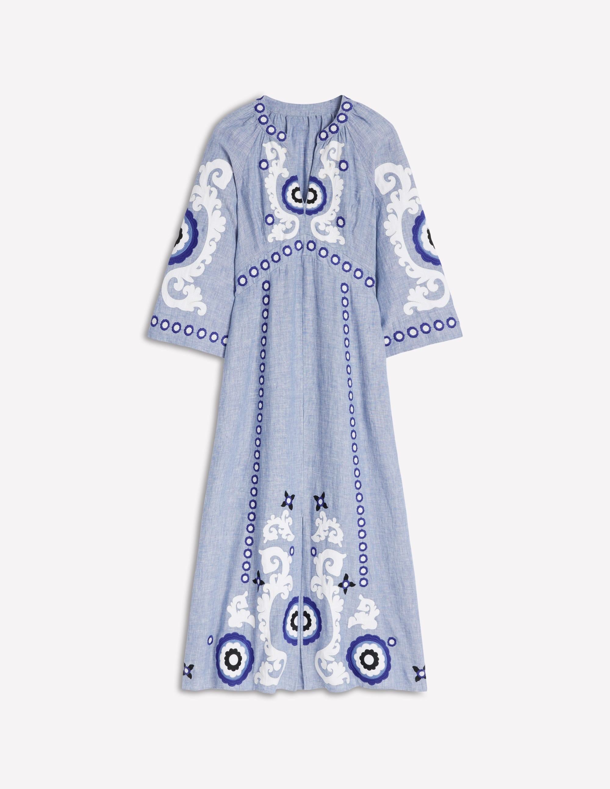 Una Midikleid aus Leinen-Blauer Faux-Uni - Image 7