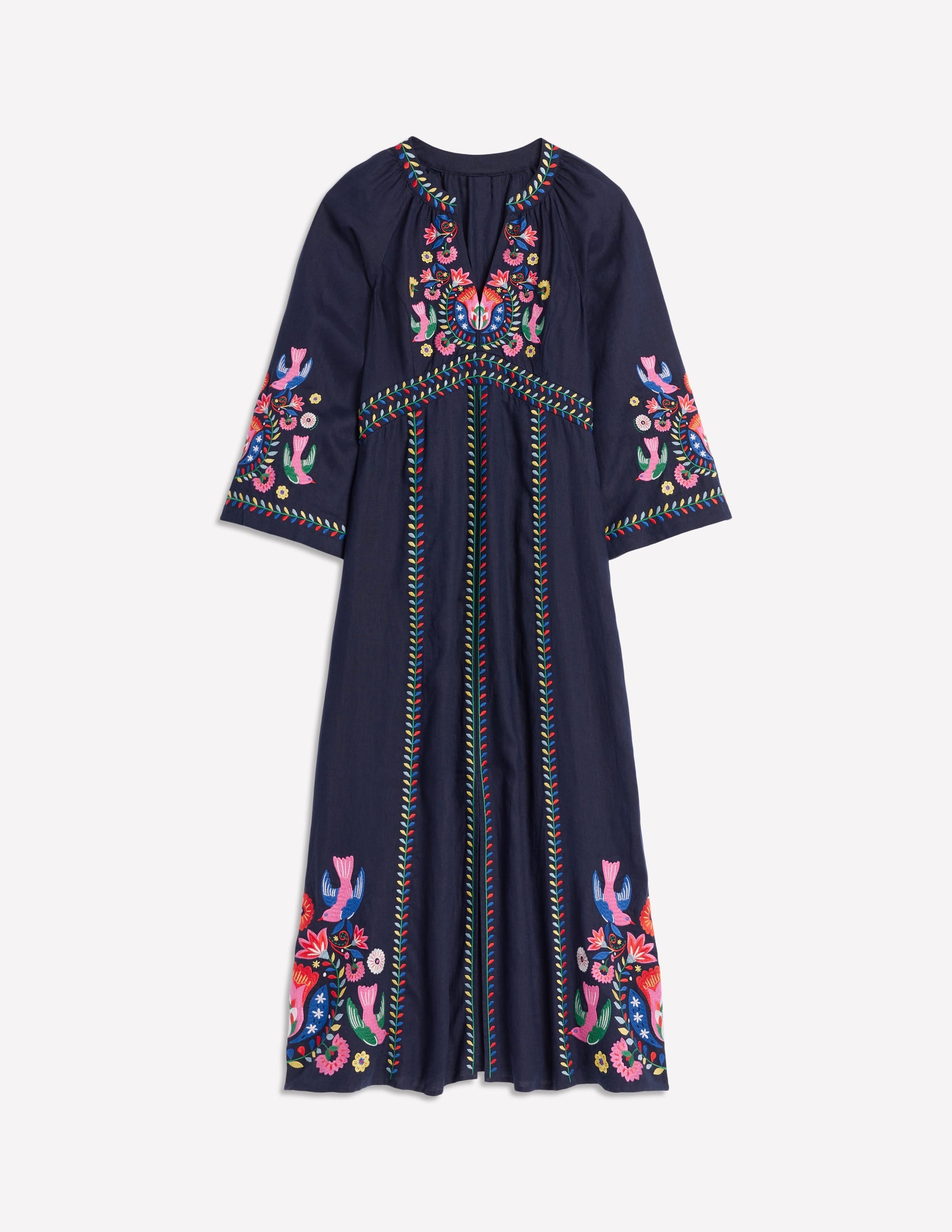 Una Midikleid aus Leinen-Navy/Bunt, Stickerei - Image 7
