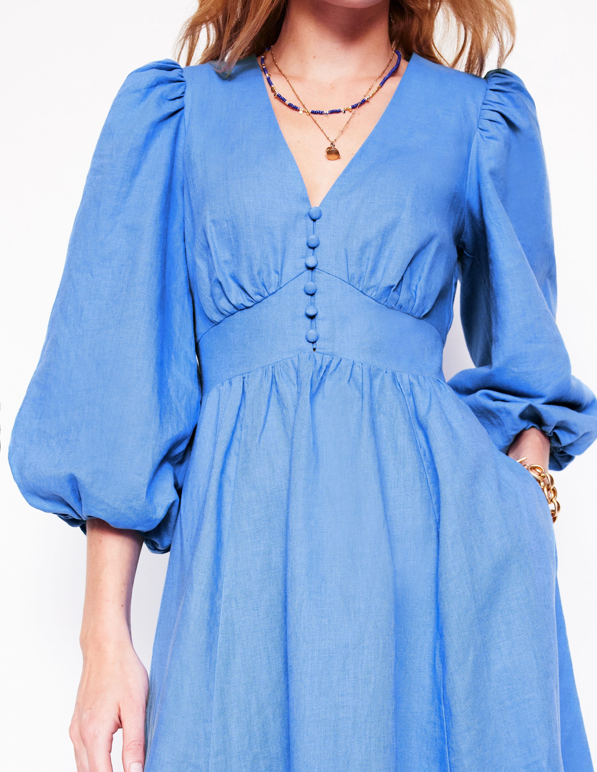 Lola Blouson-Maxikleid-Ozeanblau/Grau Meliert - Image 2